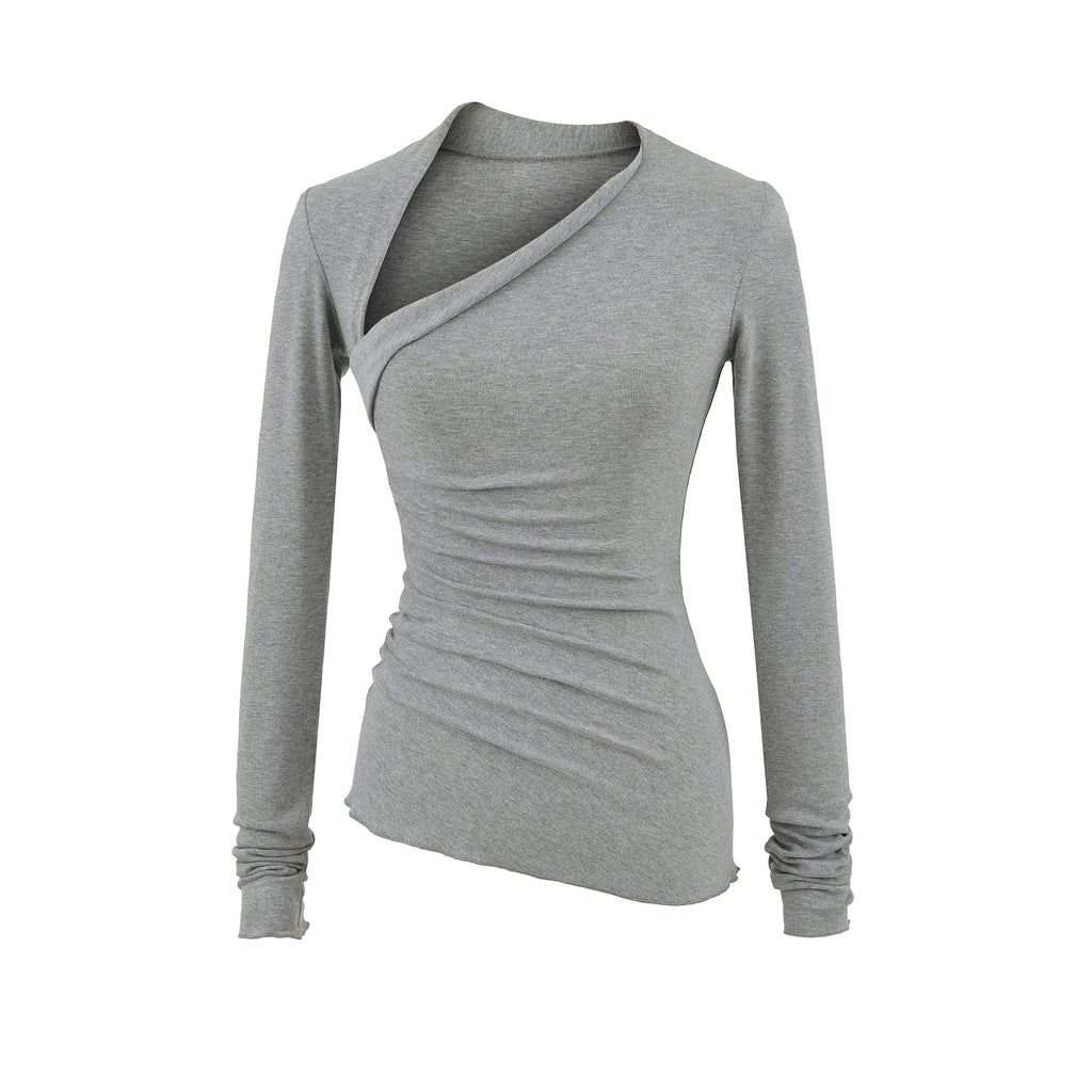 Womens Casual Solid-Color Long-Sleeve T-Shirt by Ricaloux