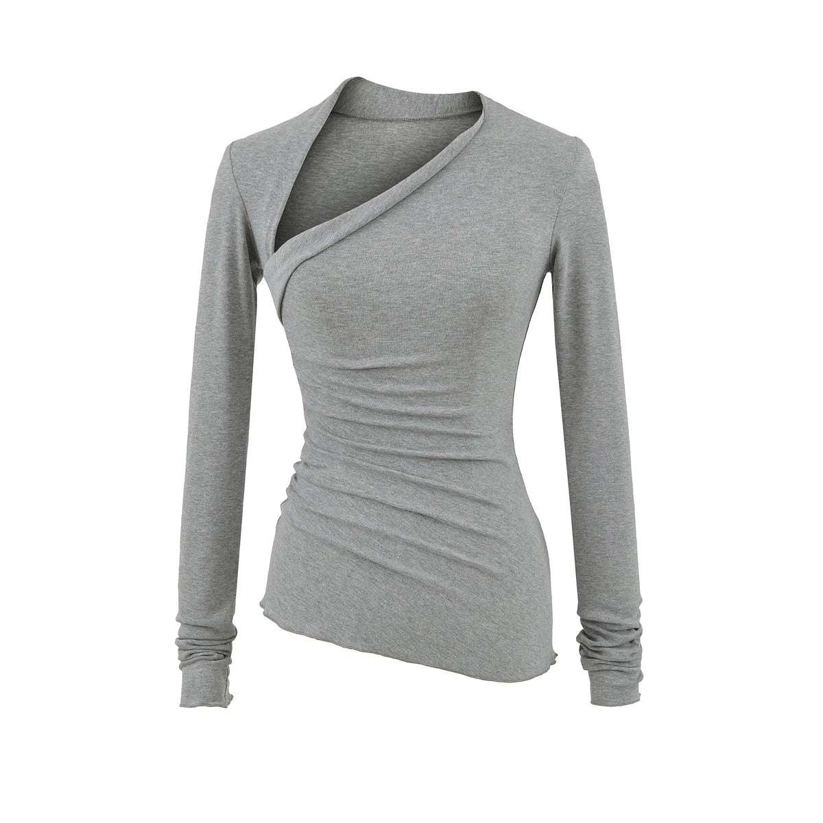 Womens Casual Solid-Color Long-Sleeve T-Shirt by Ricaloux
