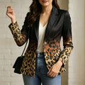 Leopard-Print Gradient Long-Sleeve Coat For Women by Ricaloux