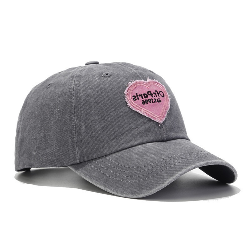 Women's Washed And Distressed Heart-patterned Patchwork Embroidered Baseball Cap For Street Wear At Music Festival, Fashionable And Sweet-cool Style, Sun Protection Hat – Premium 4 | RICALOUX
