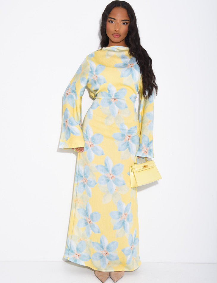 Women's Long-sleeve Plus-size Printed Dress by Ricaloux