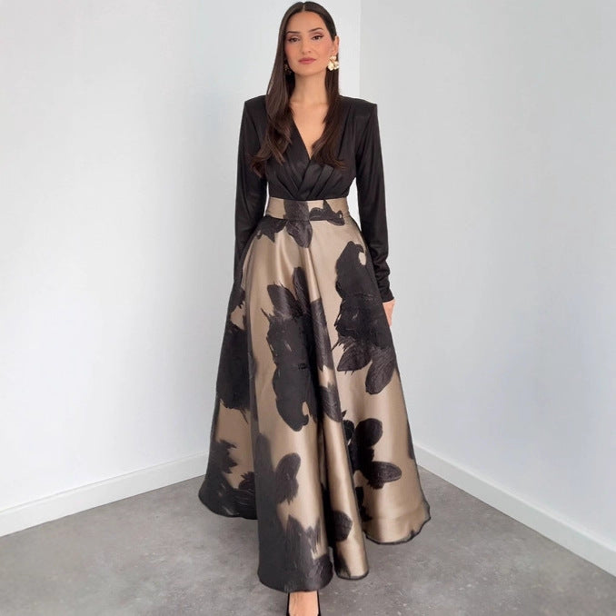 Fashionable Waist-cinching Womens Long-sleeve Skirt Two-piece Set by Ricaloux