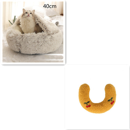 2 In 1 Dog And Cat Bed Pet Winter Bed Round Plush Warm Bed House Soft Long Plush Pets Bed Pet Products by Ricaloux