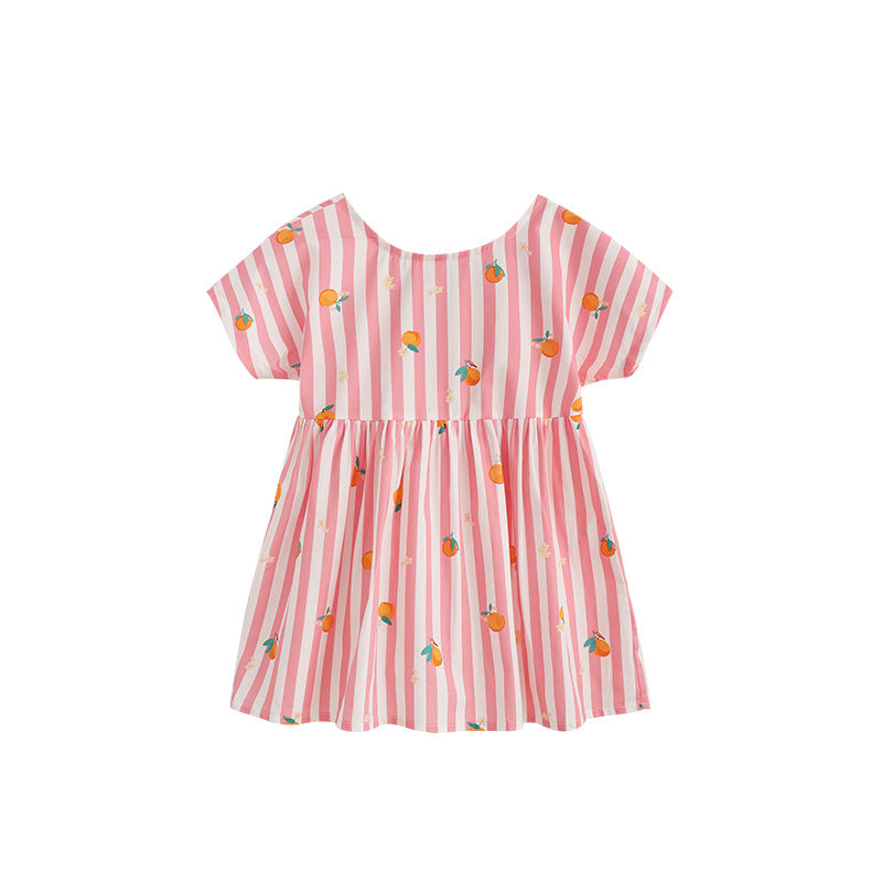 Girls Round-neck Short-sleeve Cotton Dress – Premium 0 | RICALOUX