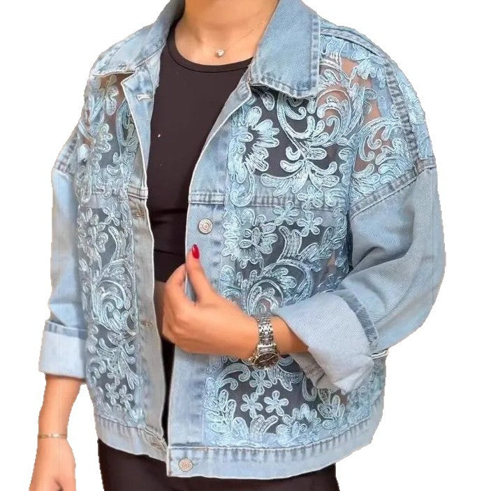Stylish Casual Lace-panel Denim Jacket Comfortable And Short-length – Premium 0 | RICALOUX