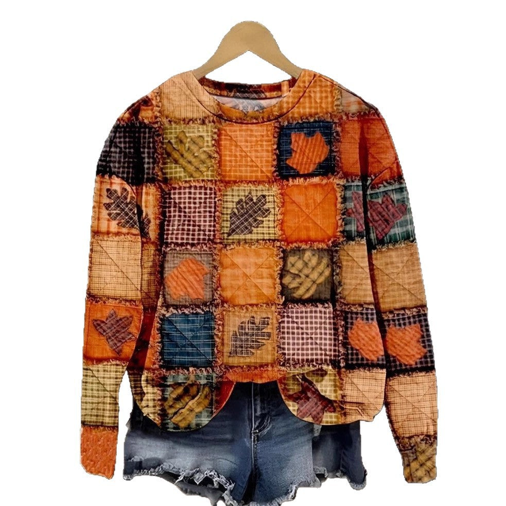 Womens Crew-Neck Pullover Casual Sweatshirt With 3D Hooded Print by Ricaloux