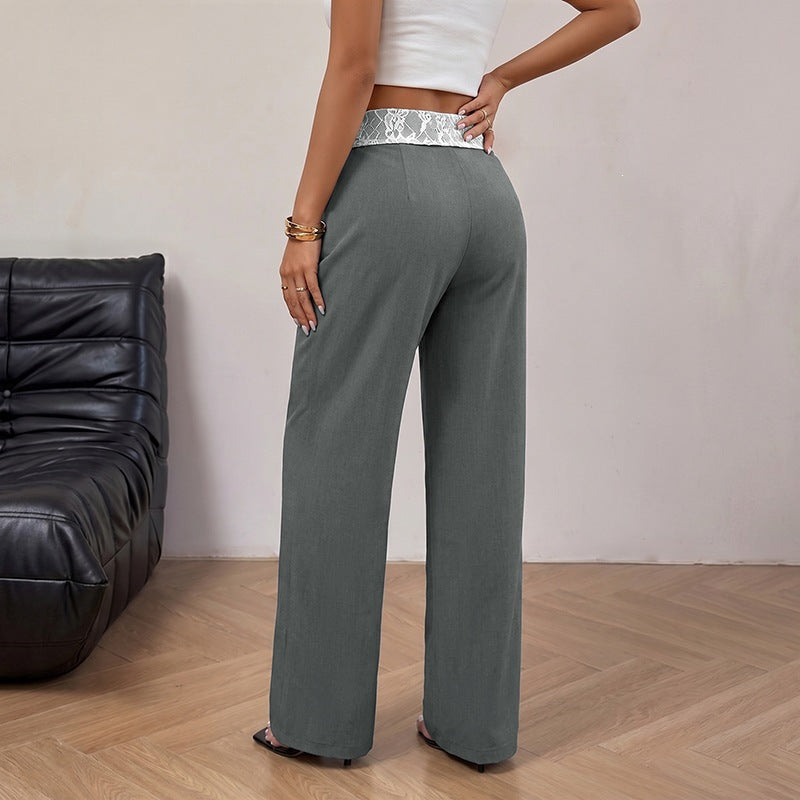 Womens Lace-Panel Straight-Leg Pants by Ricaloux