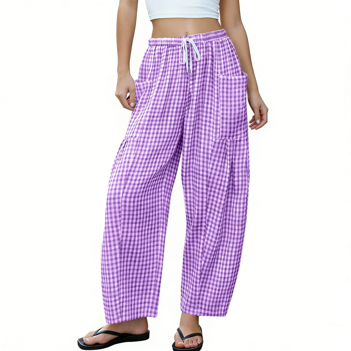 High-waisted Loose-fit Draping Figure-flattering Casual Floor-length Pants by Ricaloux