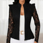 Womens Casual Cardigan-Style Blazer With A Crew Neck – Premium 0 | RICALOUX