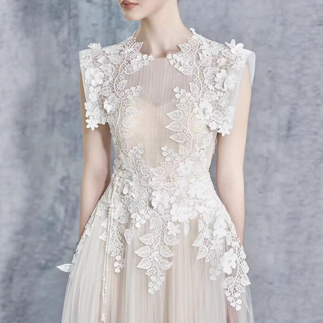 Lace Crochet Fairy-Like Waist-Cinching Dress by Ricaloux
