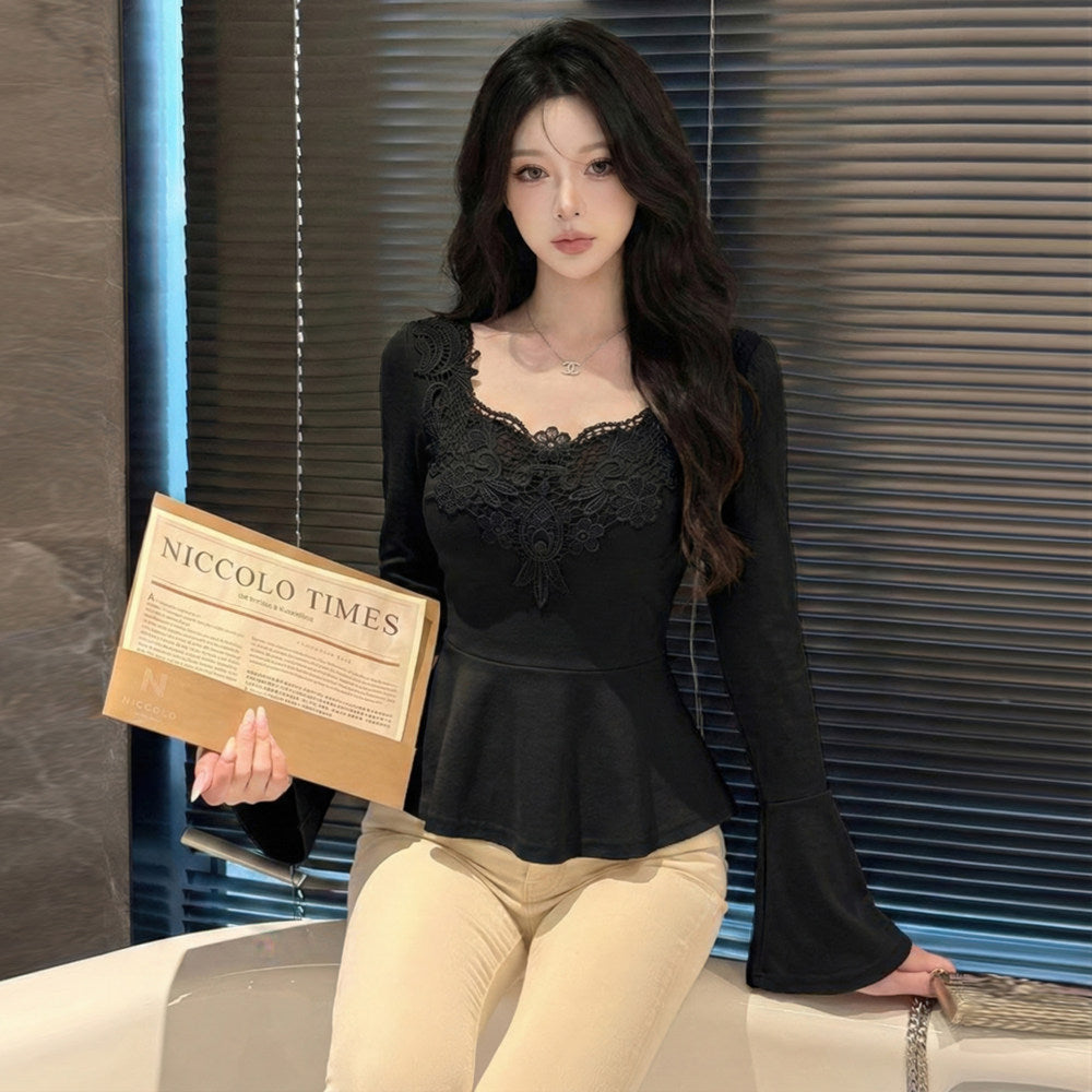 Stylish And Chic Design With Ruffled Hem And Flared Sleeves by Ricaloux