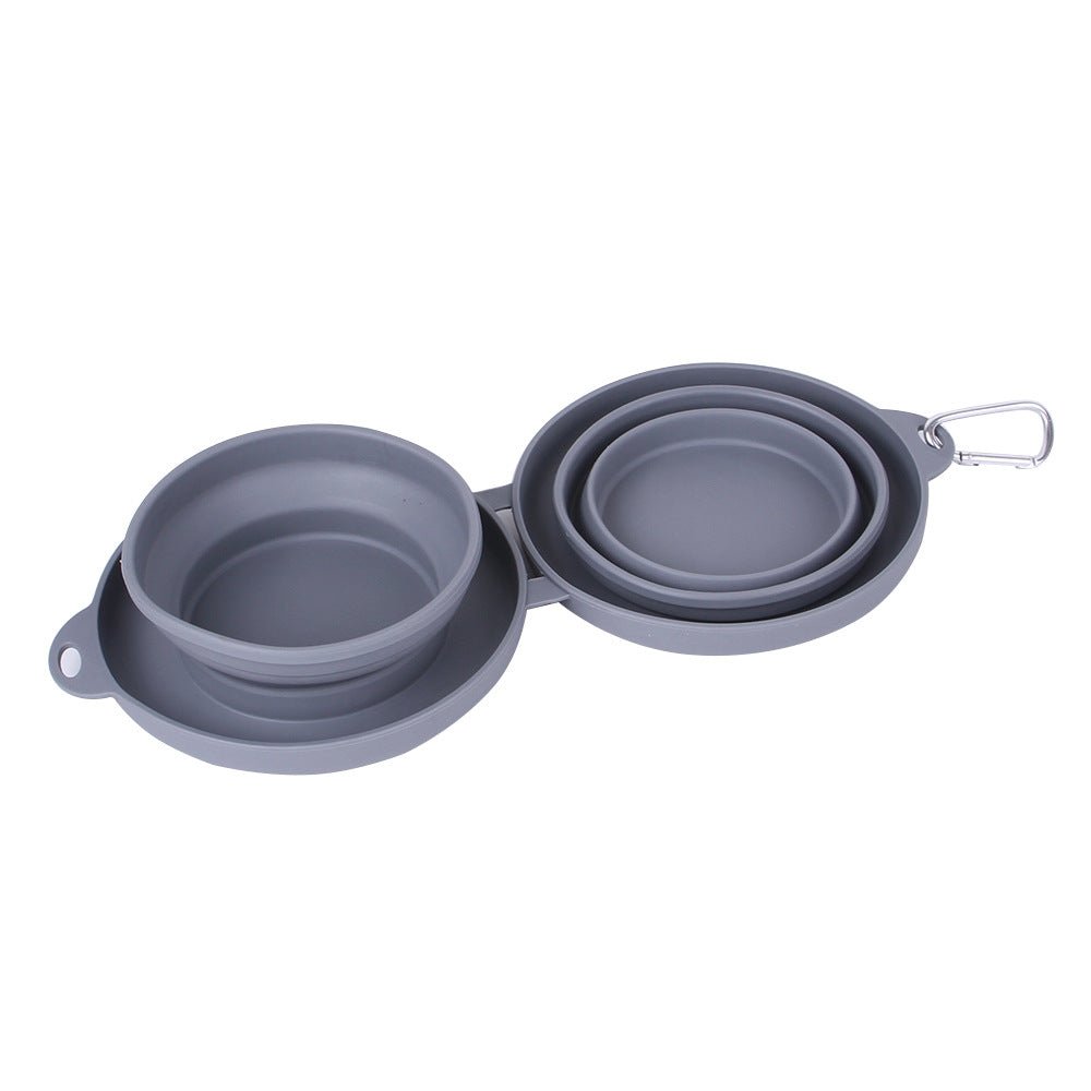 Rubber Foldable Double Bowl Pet Feeding Bowl Pets Supplies Dog Cat Bowls - RICALOUX