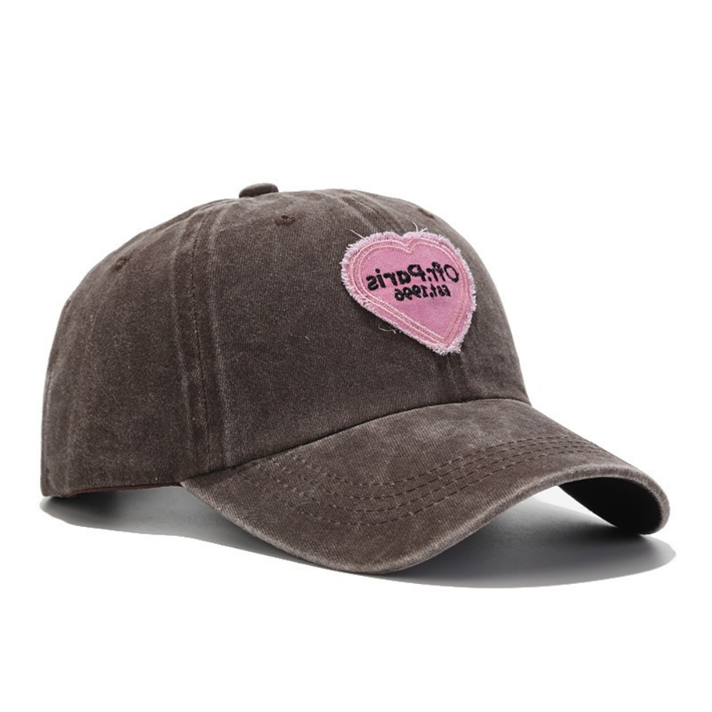 Women's Washed And Distressed Heart-patterned Patchwork Embroidered Baseball Cap For Street Wear At Music Festival, Fashionable And Sweet-cool Style, Sun Protection Hat – Premium 4 | RICALOUX
