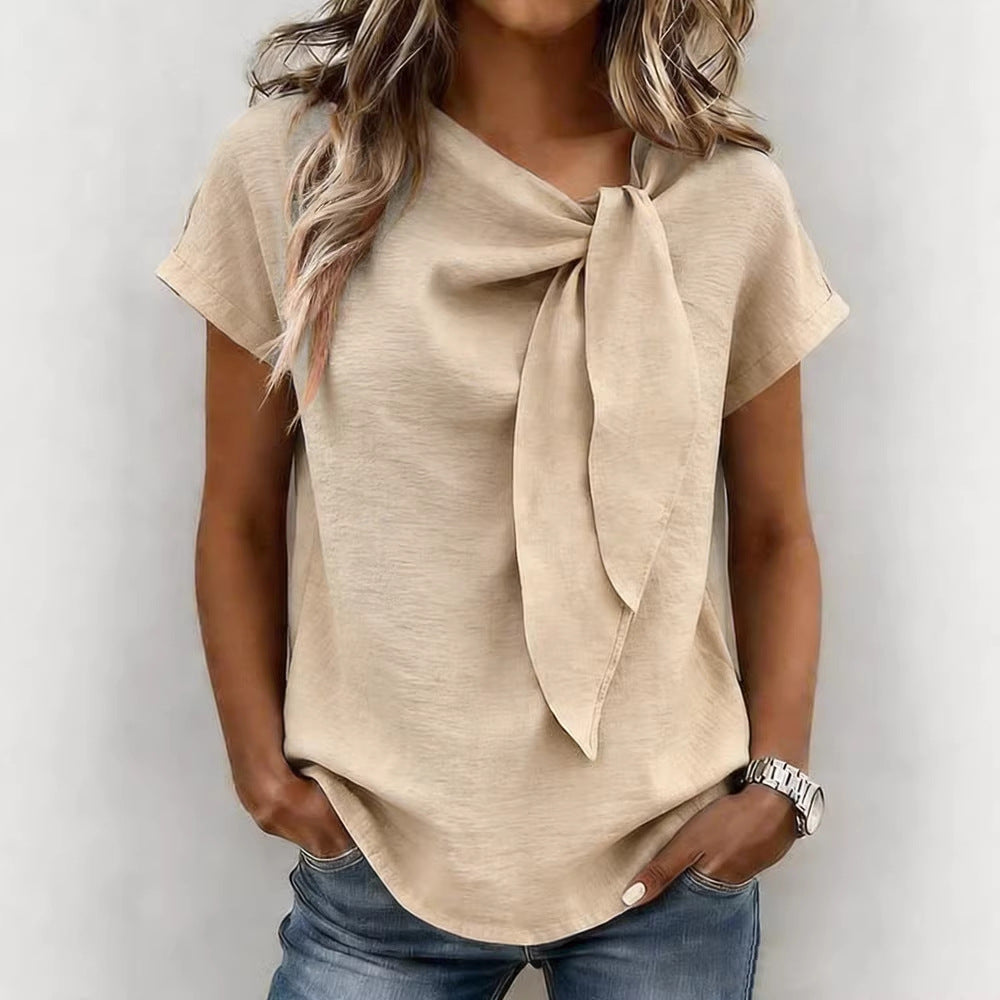 Womens Casual Loose-fit Fashionable Short-sleeve Top by Ricaloux