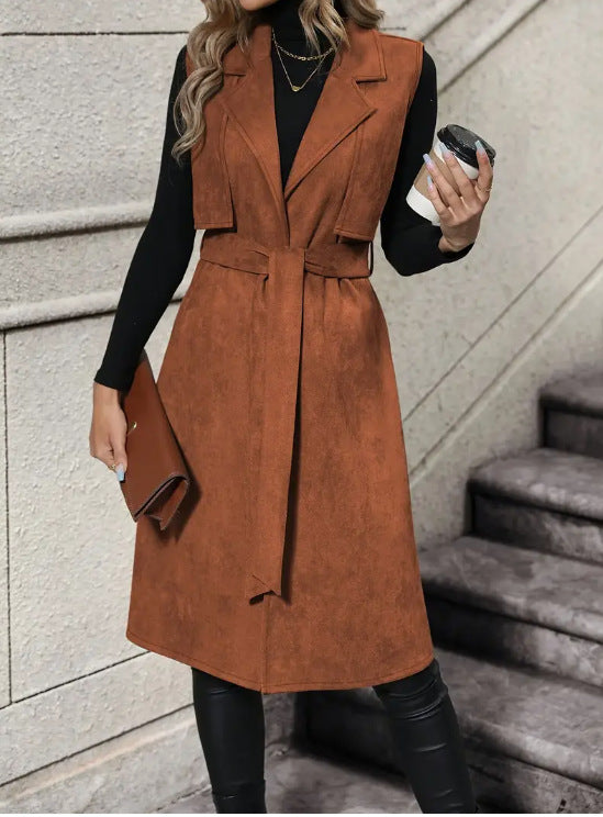 Electric Flip Collar Buckle Free Waist Belt Lace Up Long Vest – Premium 0 | RICALOUX