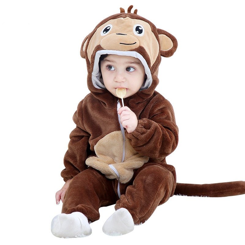 Clothes For Babies Autumn 3-year-old Baby Animal Jumpsuit Flannel Romper European And American Children's Wear - RICALOUX