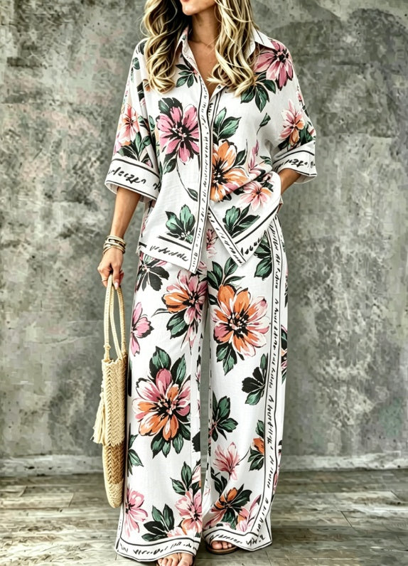 SpringSummer Digital-Print Shirt And Pants Set by Ricaloux