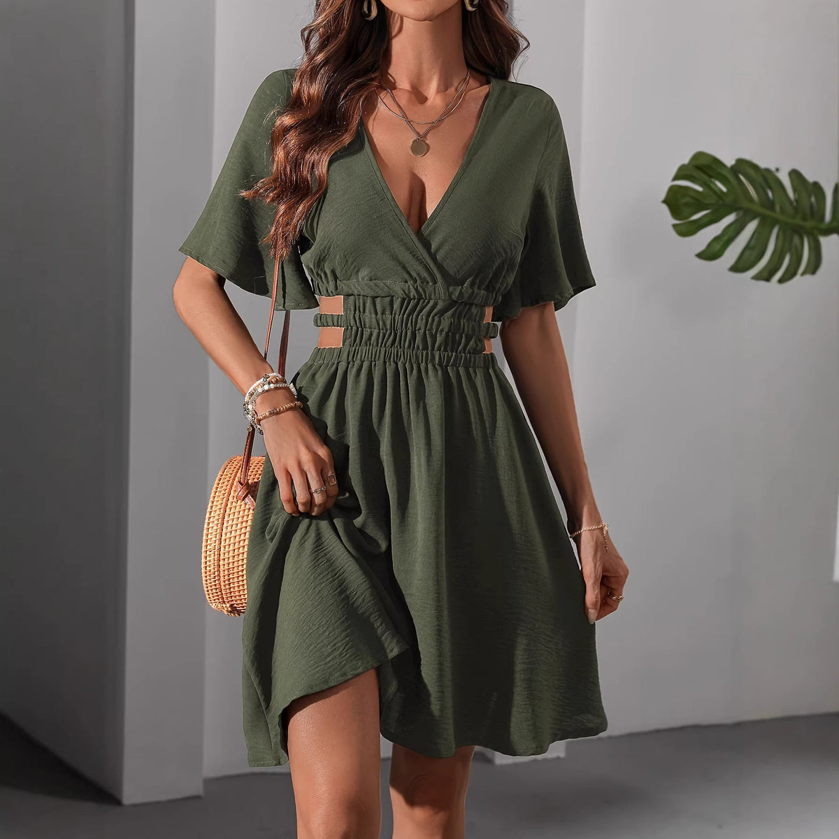 Elegant High-Waisted Pleated A-Line Summer Dress – Premium 0 | RICALOUX