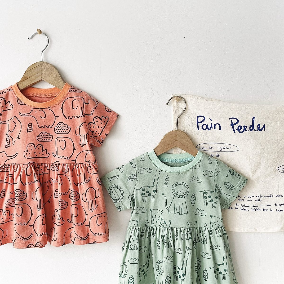 Children's Cotton Baby Girl Clothes Cartoon Printed Summer Dress - RICALOUX