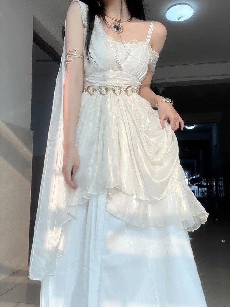 White Suspender Dress Pettiskirt - RICALOUX