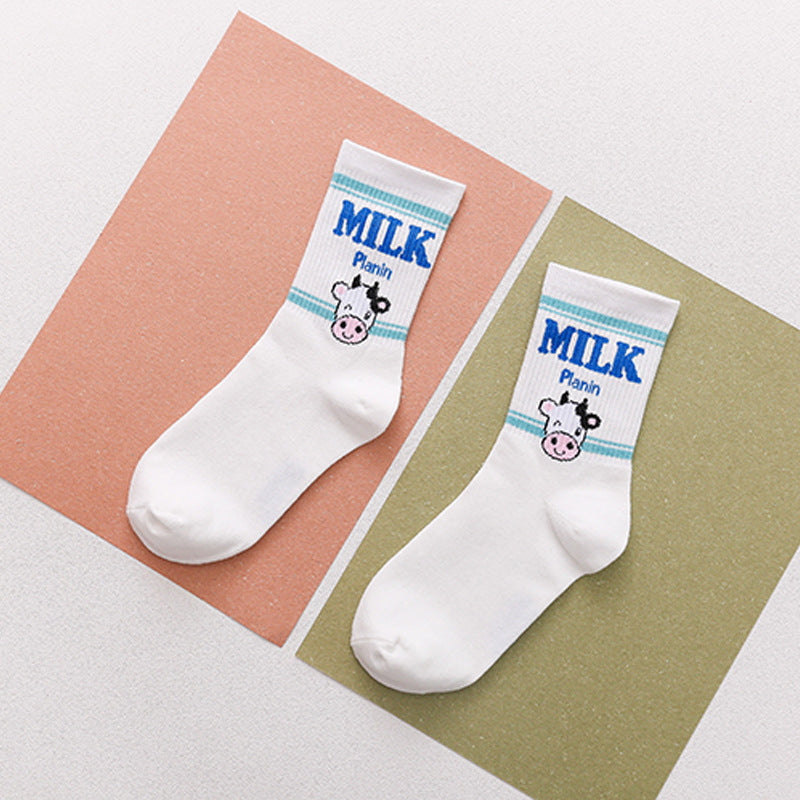 Strawberry Banana Milk Socks Womens Mid-calf Length by Ricaloux
