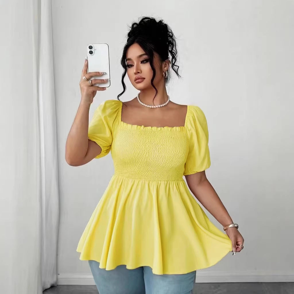 New Stylish Pleated Womens Blouse In Plus Sizes by Ricaloux