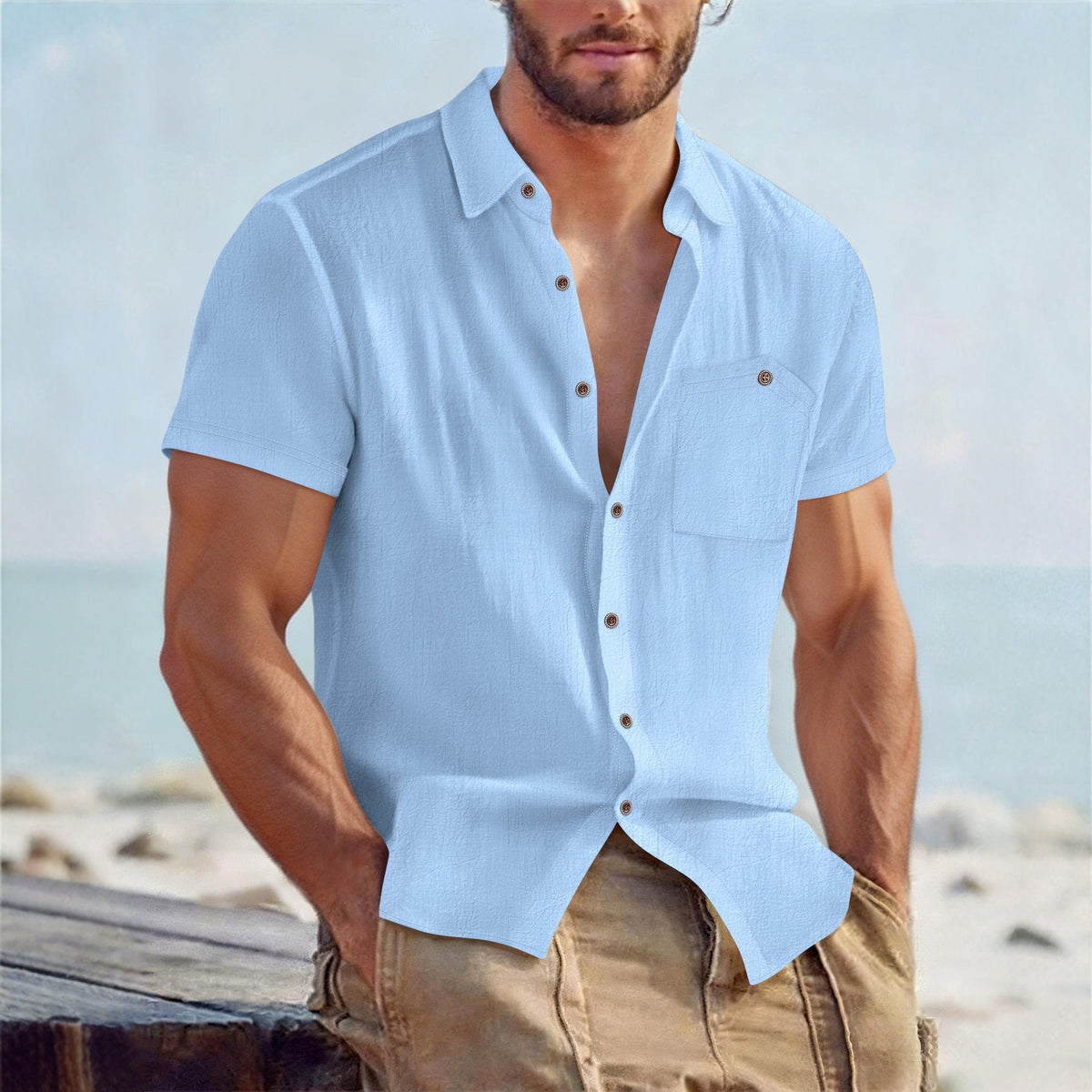 Short-sleeved Casual Breathable Mens Shirt – Premium 0 | RICALOUX