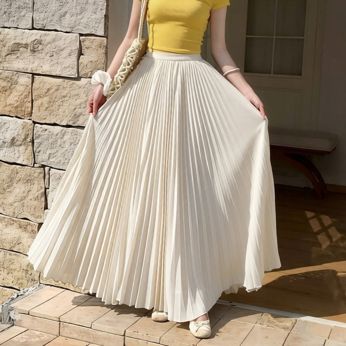 SpringSummer New Arrival Pleated Chiffon Skirt For Women by Ricaloux