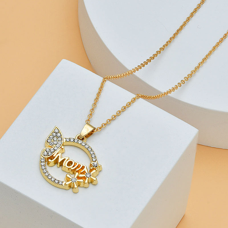 Mother's Day Mom Heart Shape With Diamond Letter Necklace For Women Fine Jewelry Women Accessories Fashion Jewelry by Ricaloux