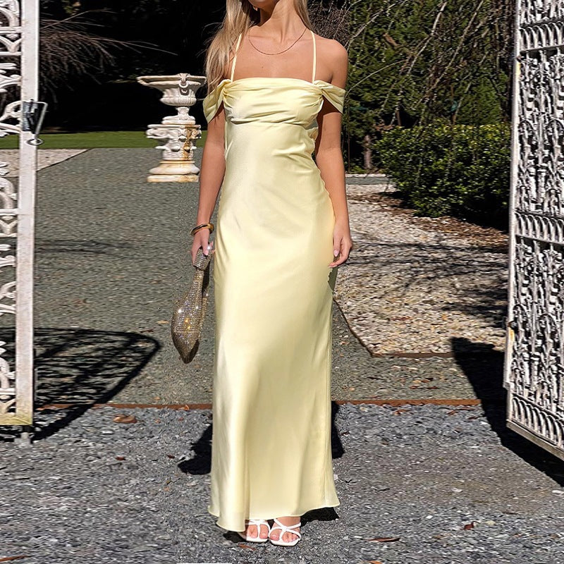 Strapless Satin Off-shoulder Evening Gown Dress by Ricaloux