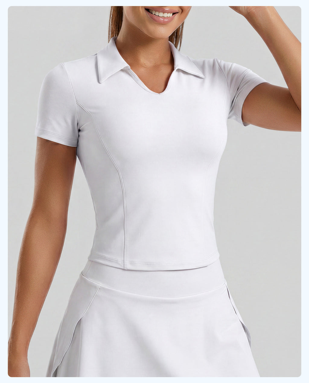 Women's Solid Color Polo Collar Sports Short-Sleeve T-Shirt, Slim Fit Figure-Flattering Yoga Top by Ricaloux