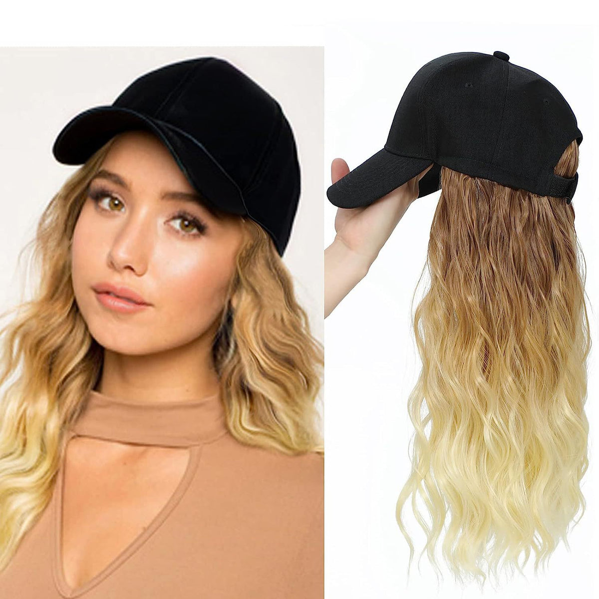Hat One-piece Women's Big Wave Long-rolled Chemical Fiber Wig – Premium 0 | RICALOUX