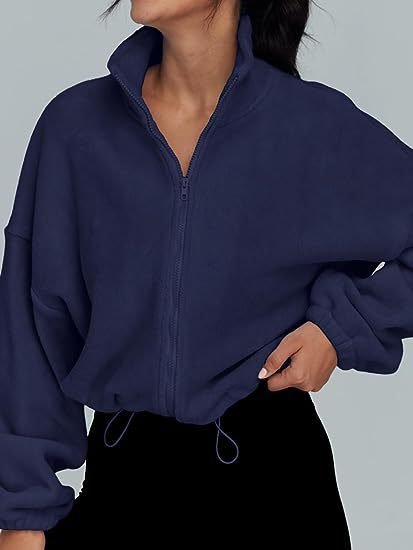 Women's Polar Fleece Sports Velvet Stand Collar Zipper Jacket - RICALOUX