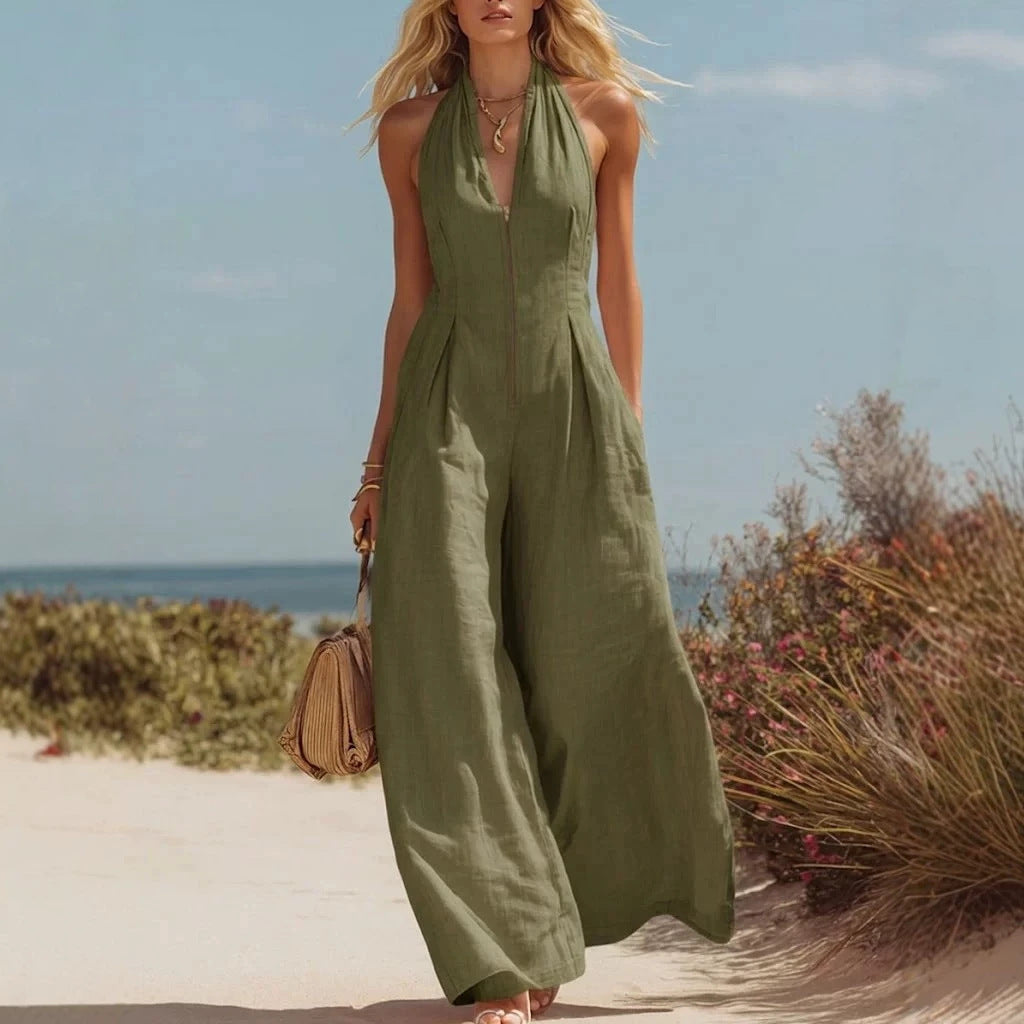 European And American Style Halter-neck Sleeveless Jumpsuit by Ricaloux