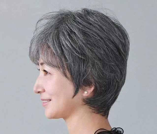 Women's Flower White Straight Mixed Human Hair Wigs by Ricaloux