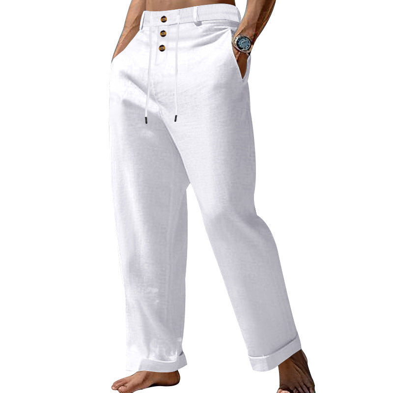 Mens SpringSummer New Fashion Straight-leg Cotton-Linen Casual Pants by Ricaloux