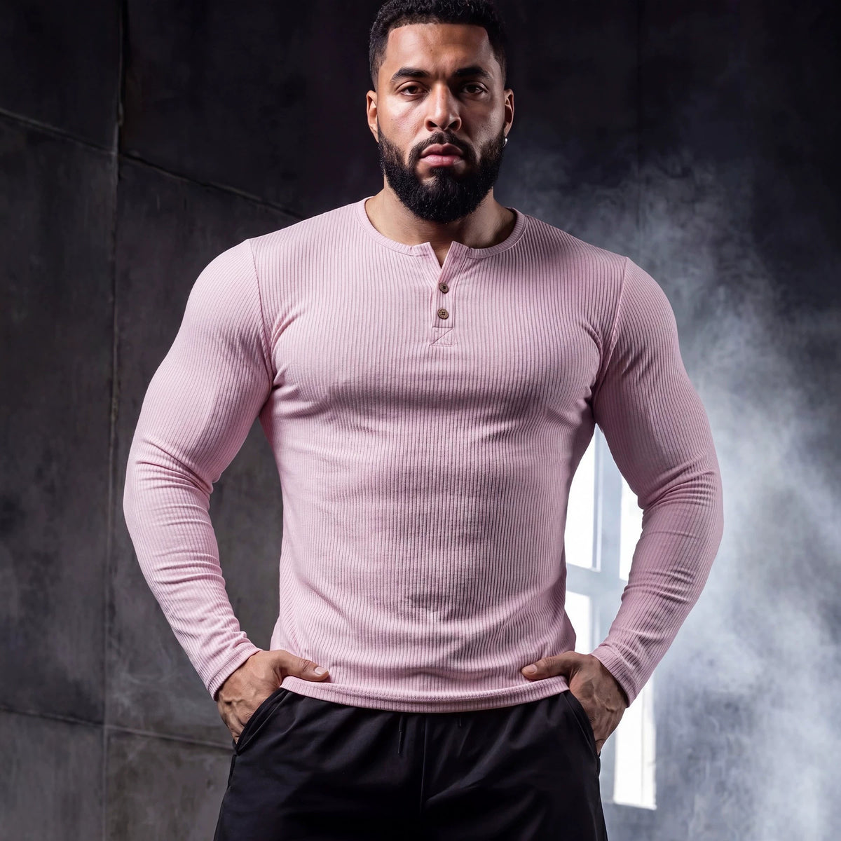 Muscle-fit Sporty-casual Half-button-down Long-sleeve – Premium 0 | RICALOUX