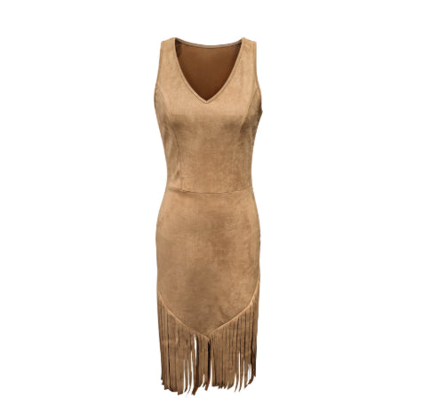 Suede Western Style Tassel Dress by Ricaloux