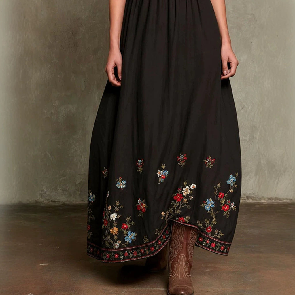 Vintage Elegant Halterneck Embroidered Print Dress For Women – Premium 0 | RICALOUX