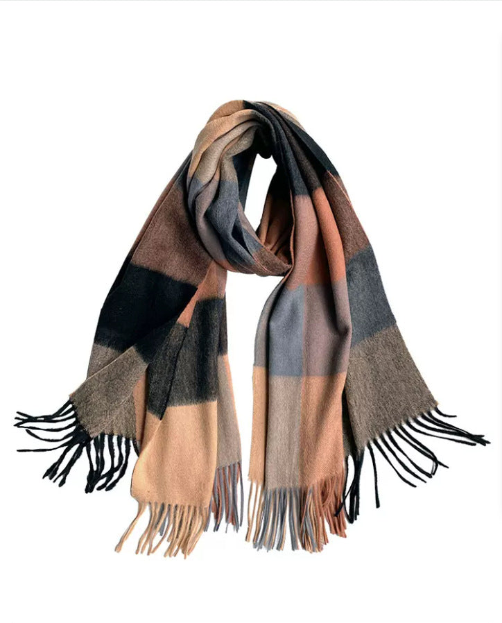 British-style Mens And Womens Couple Tassel Scarf With Large Plaid Pattern – Premium 0 | RICALOUX