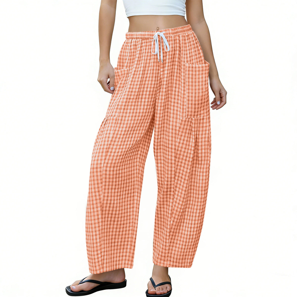 High-waisted Loose-fit Draping Figure-flattering Casual Floor-length Pants – Premium 0 | RICALOUX