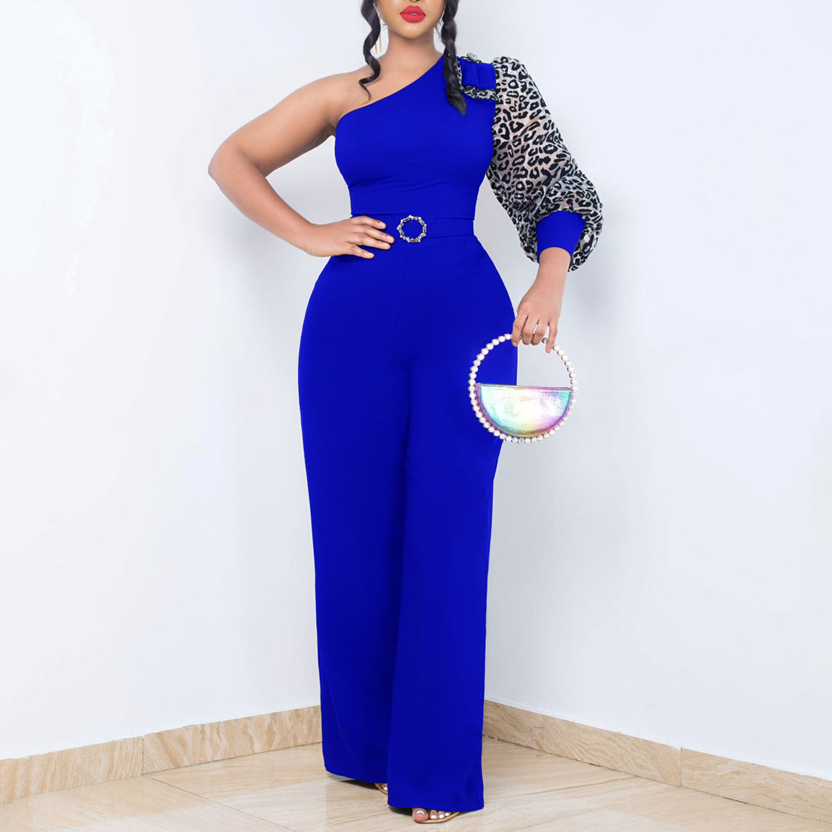 Off-Shoulder Sexy Waist-Cinching Chic Wide-Leg Jumpsuit by Ricaloux