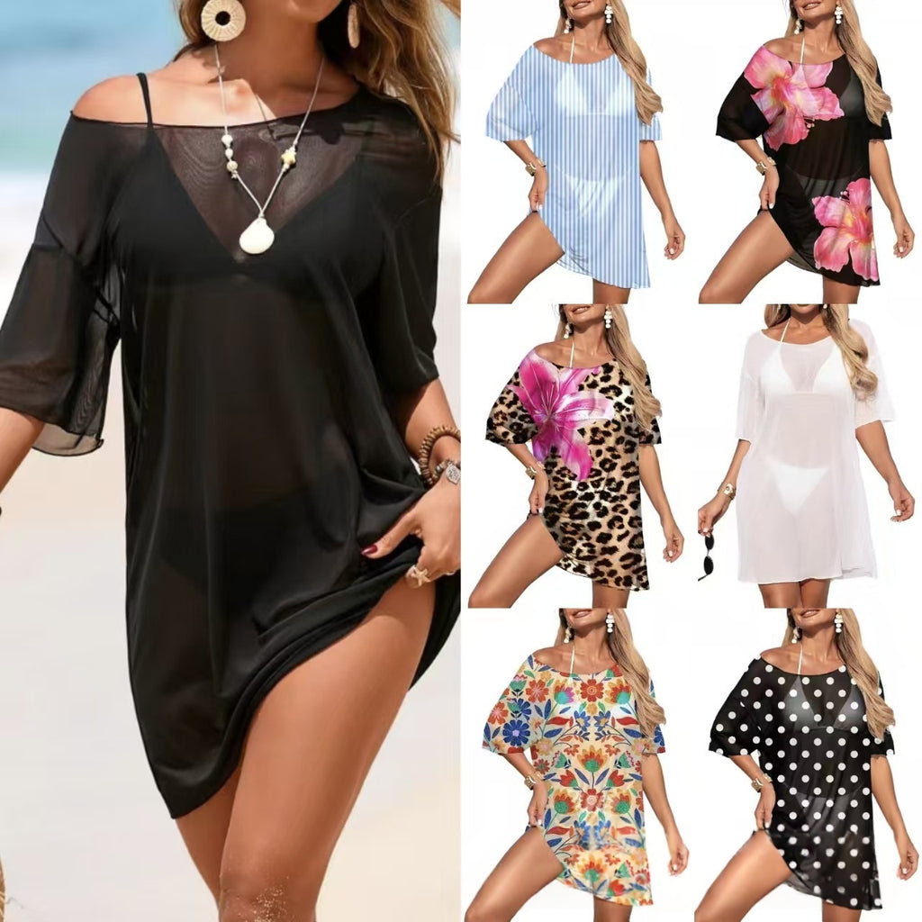 Womens Swimsuit Sheer Mesh Sun-Protective All-Match Cover-Up by Ricaloux
