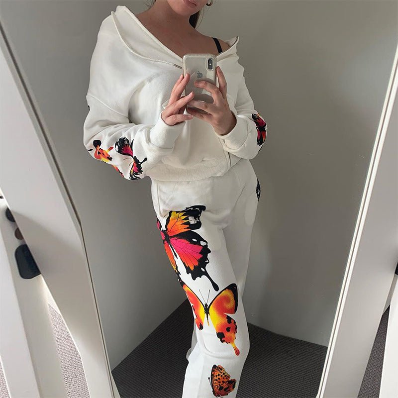 Butterfly print sweatshirt sweatpants - RICALOUX