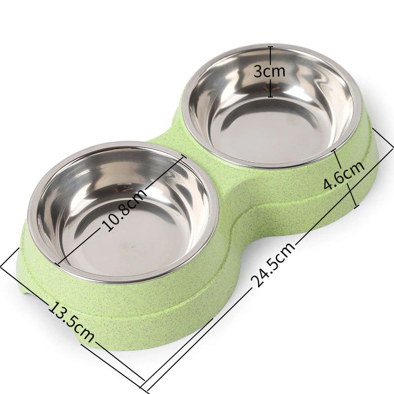 Double Pet Bowls Dog Food Water Feeder Stainless Steel Pet Drinking Dish Feeder Cat Puppy Feeding Supplies Small Dog Accessories by Ricaloux
