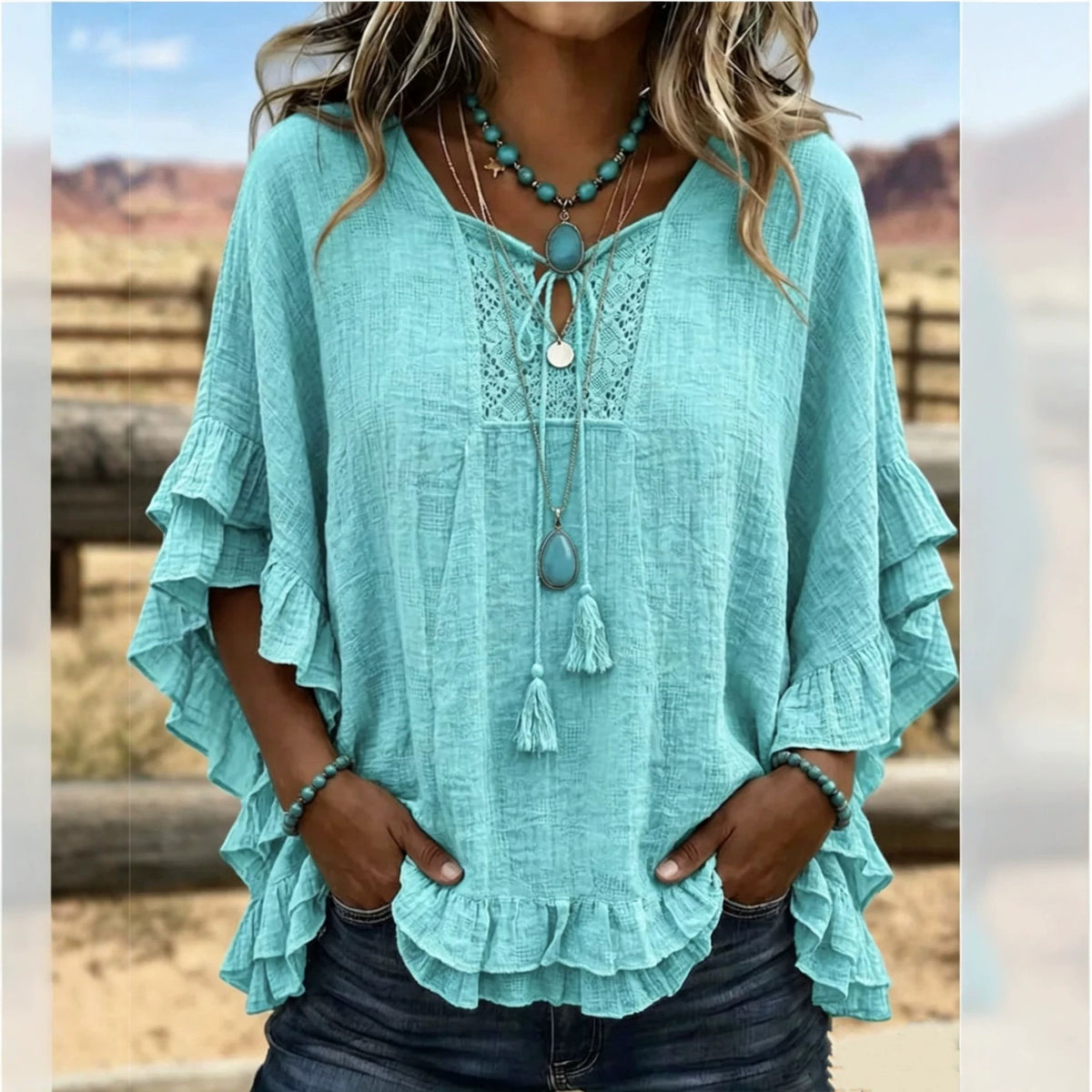 Seasonal European And American Cross-border V-neck Top by Ricaloux