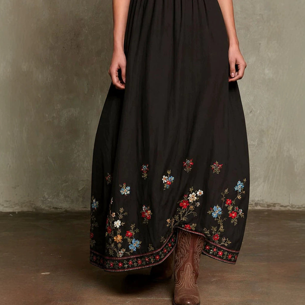 Vintage Elegant Halterneck Embroidered Print Dress For Women – Premium 0 | RICALOUX