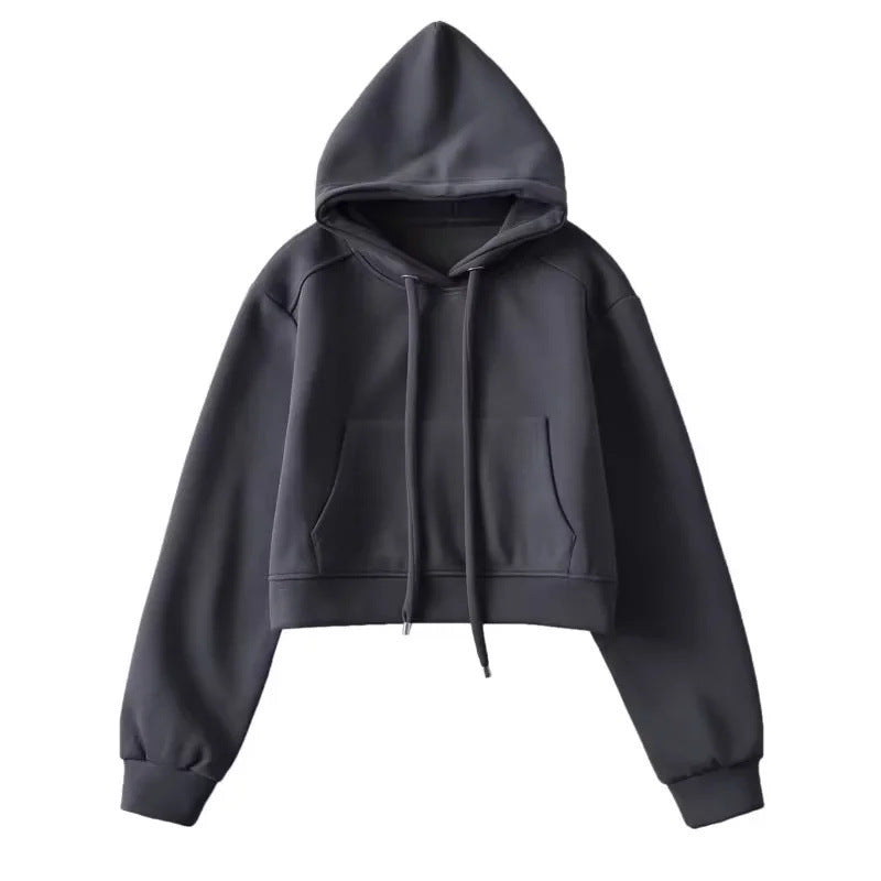 Hooded Cropped Sweatshirt Womens Casual Sports Jacket by Ricaloux