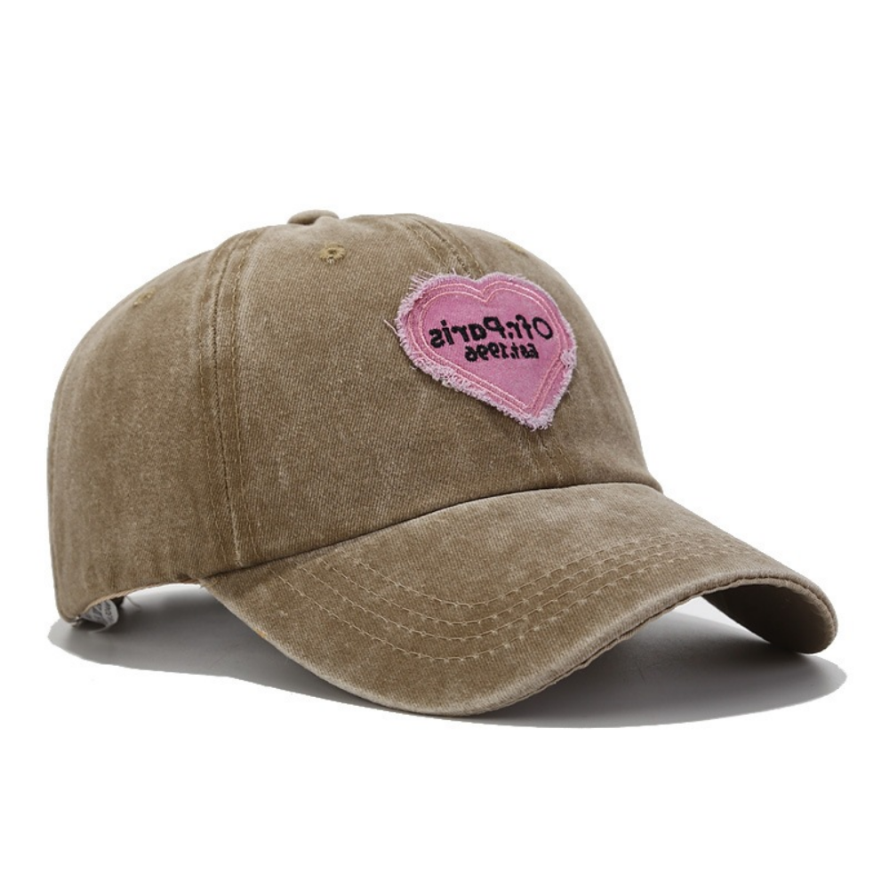 Women's Washed And Distressed Heart-patterned Patchwork Embroidered Baseball Cap For Street Wear At Music Festival, Fashionable And Sweet-cool Style, Sun Protection Hat – Premium 4 | RICALOUX
