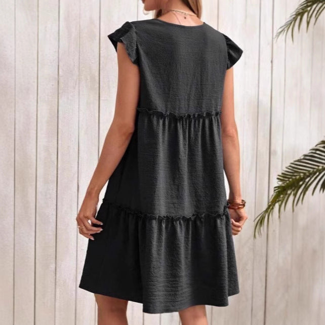 European And American-style Fashionable Thin Breathable Round-neck Sleeveless Dress by Ricaloux